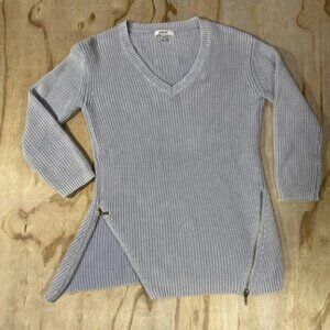 Tyler Boe Women's Colton Sweater In Chambray Blue With Zipper Accents Size Xs